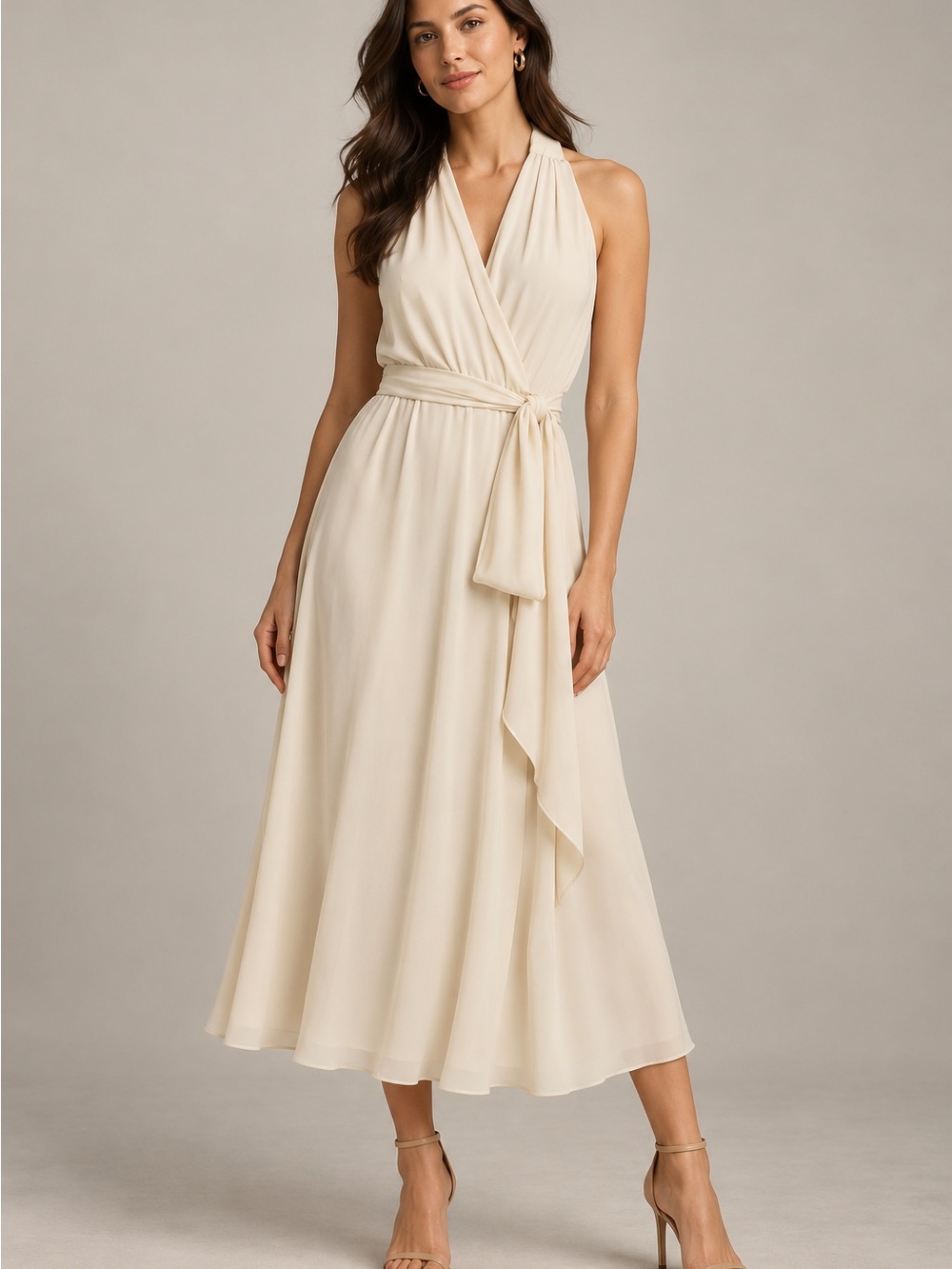 Lauren Ralph Lauren Winter Cream Halter A-Line Cocktail Dress Size 6 NWT